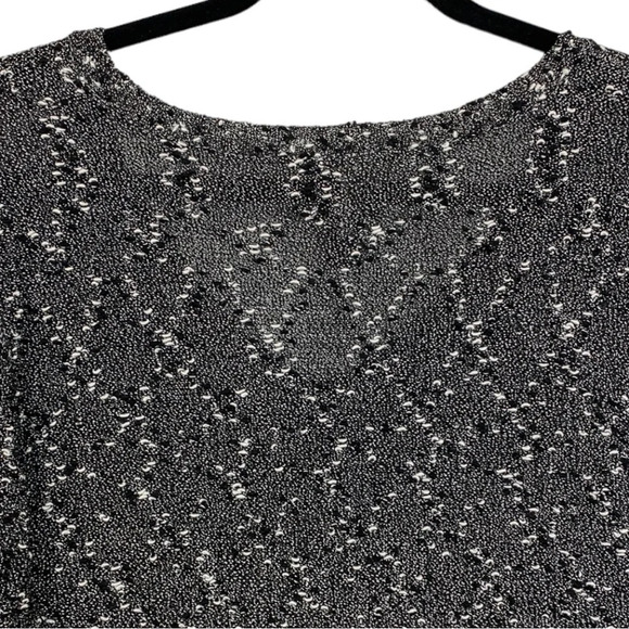 Additions by Chico's Loose Knit Sweater Size 2 Shirt Top Pullover Black White - Picture 9 of 15